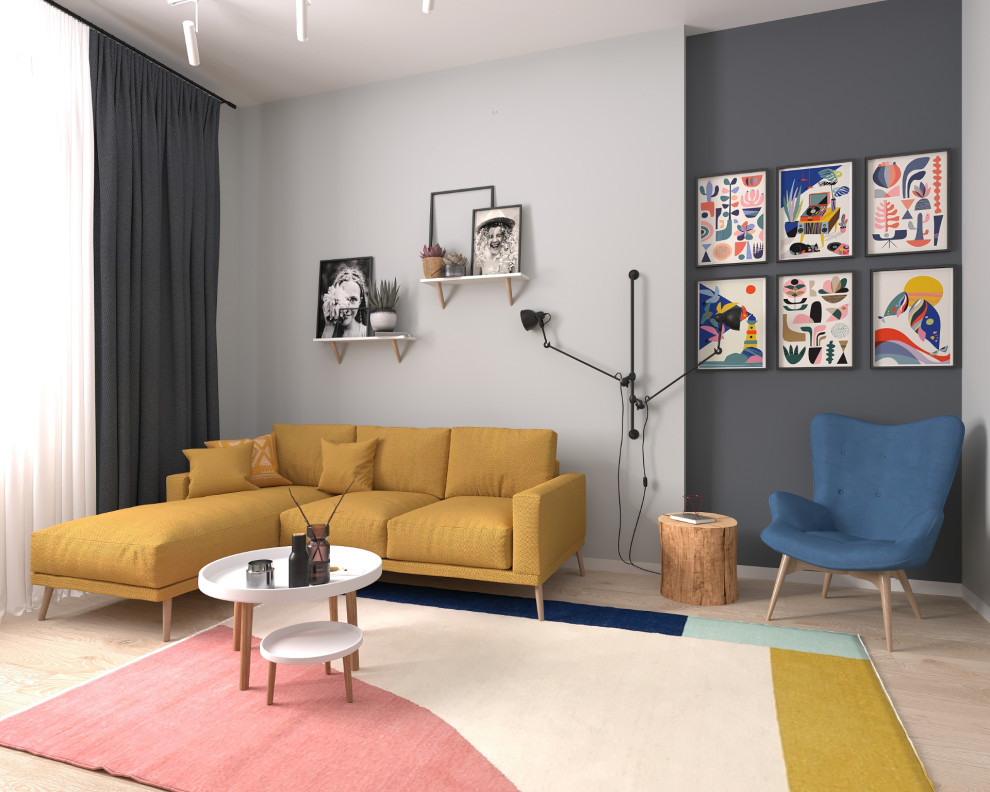 Обложка проекта: Яркая гостиная в скандинавском стиле