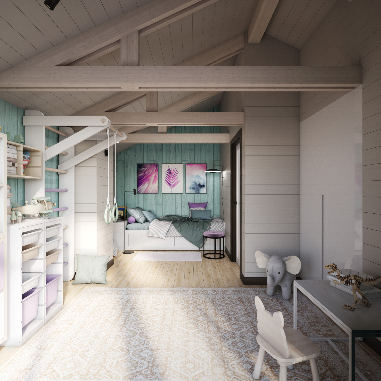 Кровать и место для игр