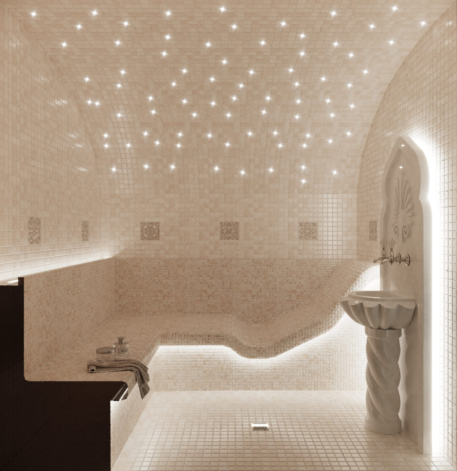 Турецкая баня (хамам) с курной на пьедестале