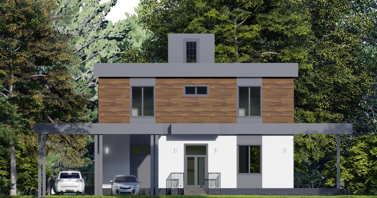 Обложка проекта: двухэтажный жилой дом в современном стиле и выходом в лаундж зону на крыше