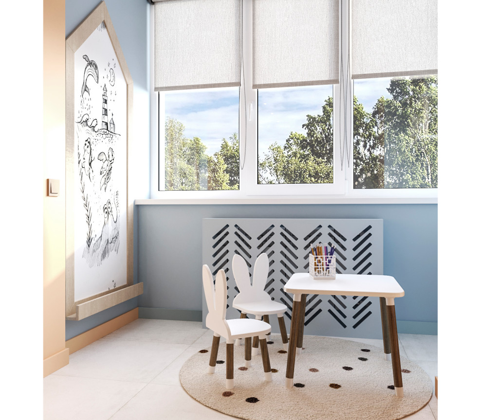 Четырех-комнатная квартира в светлых тонах.