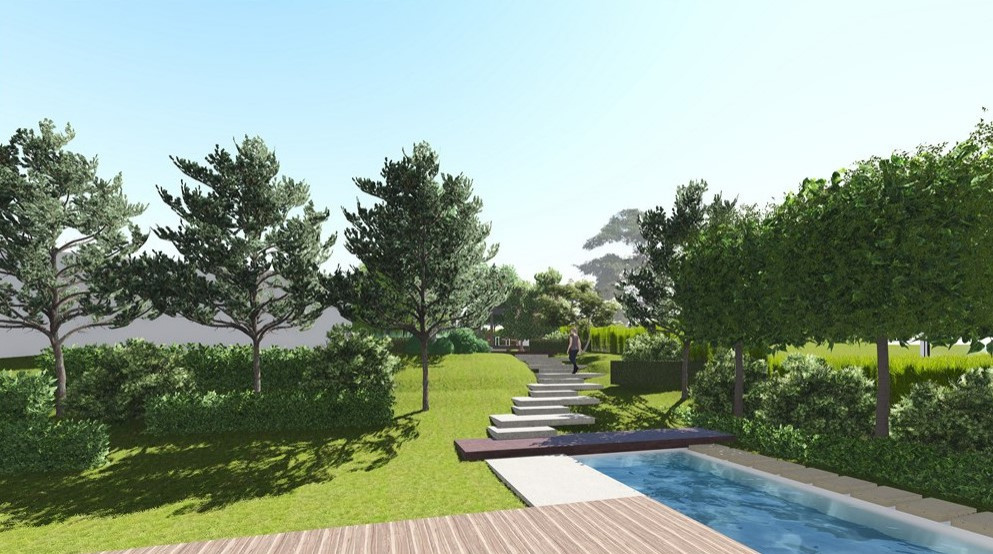 Cад с бассейном. Резиденции Рублево. 2016 г.