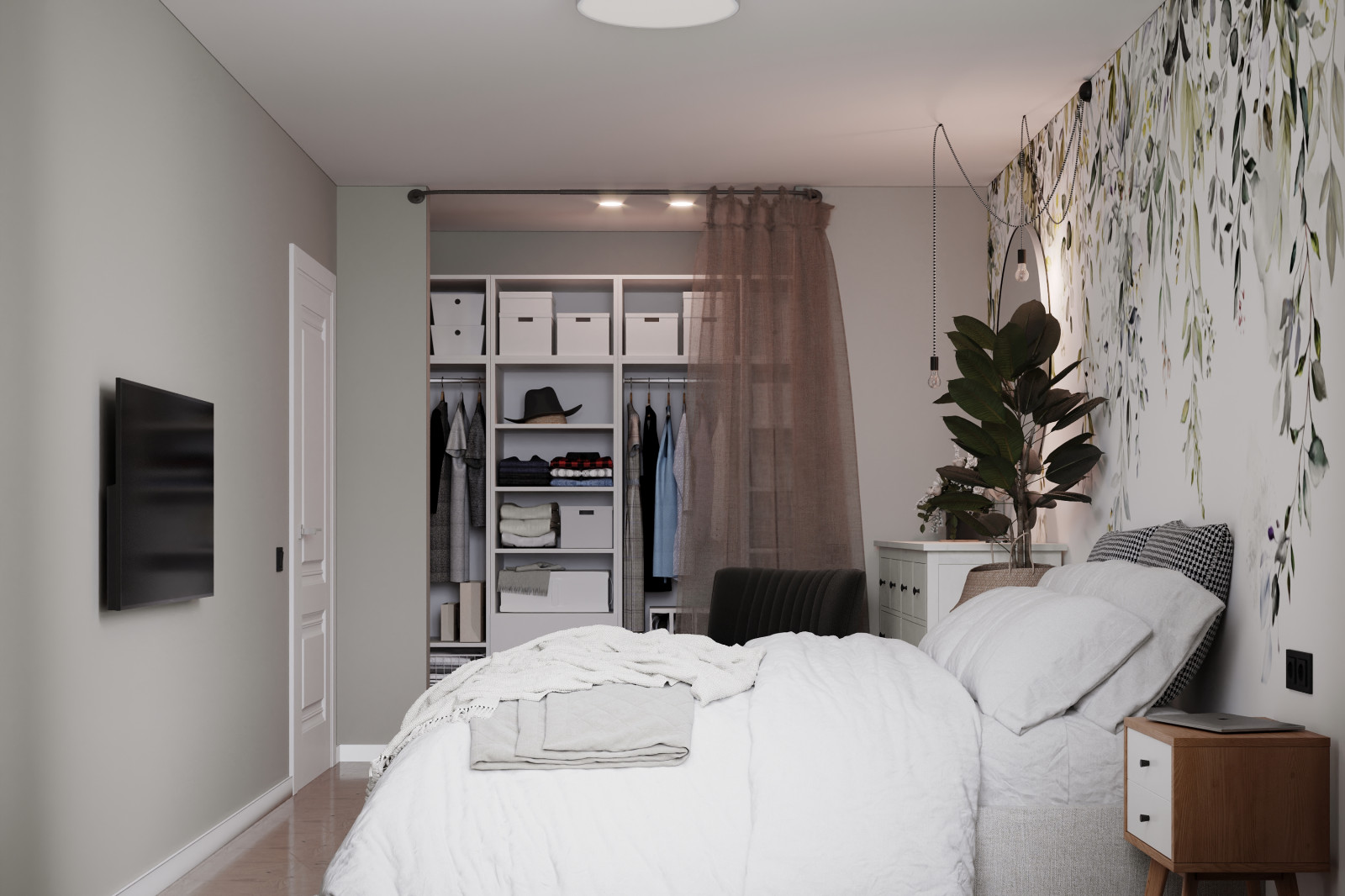 3D визуализация двухкомнатной квартиры в скандинавском стиле