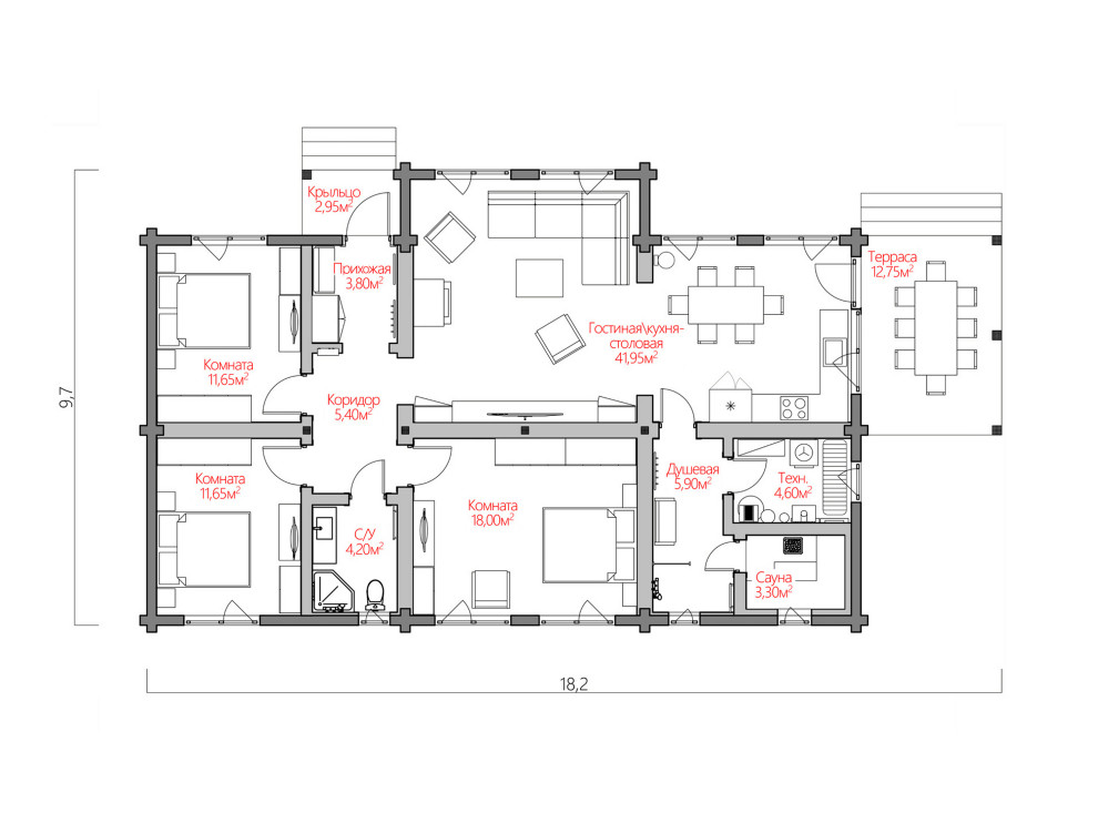 Дом из клееного бруса по проекту ПИТЕР