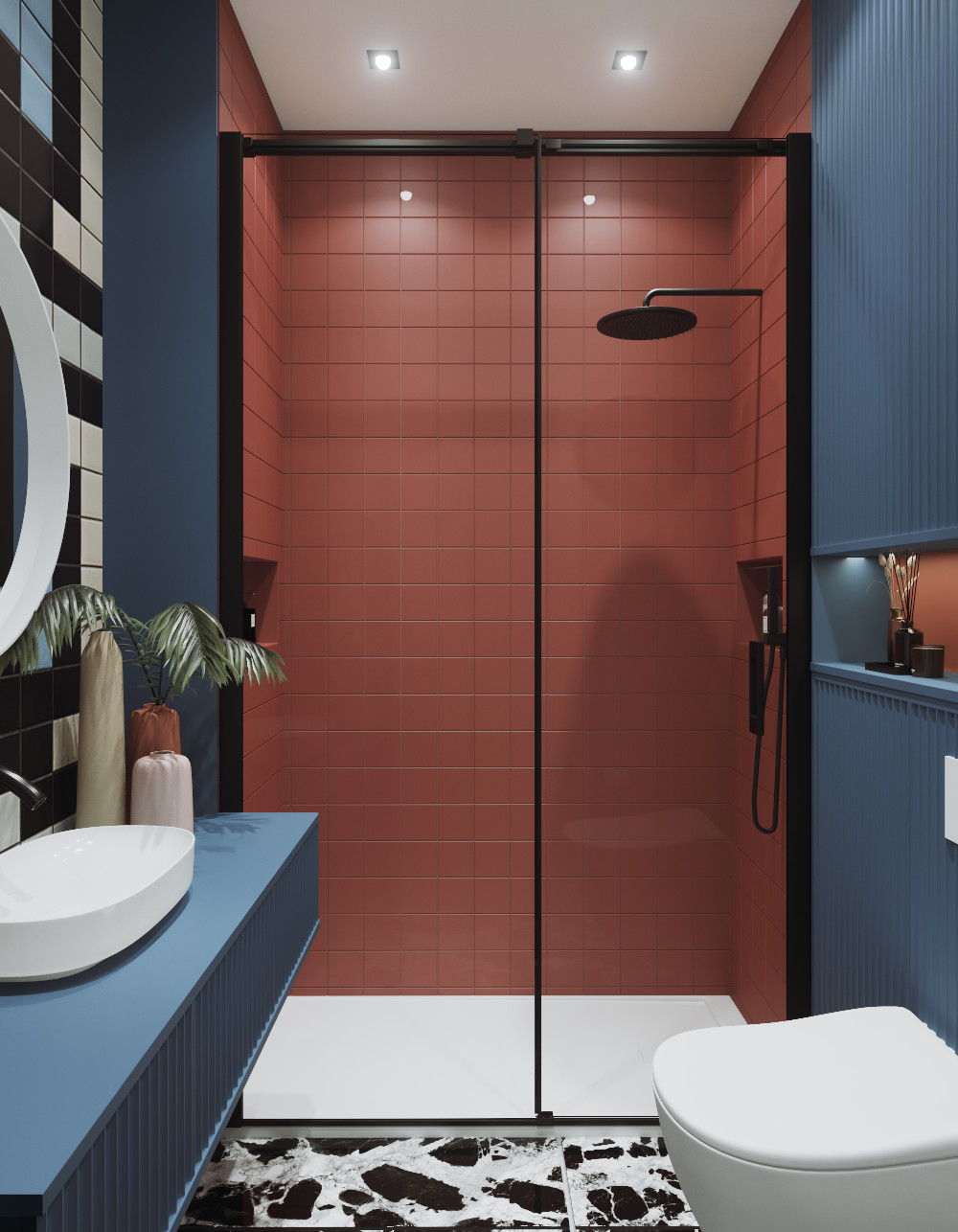 Обложка проекта: Студия в сине-терракотовом цвете