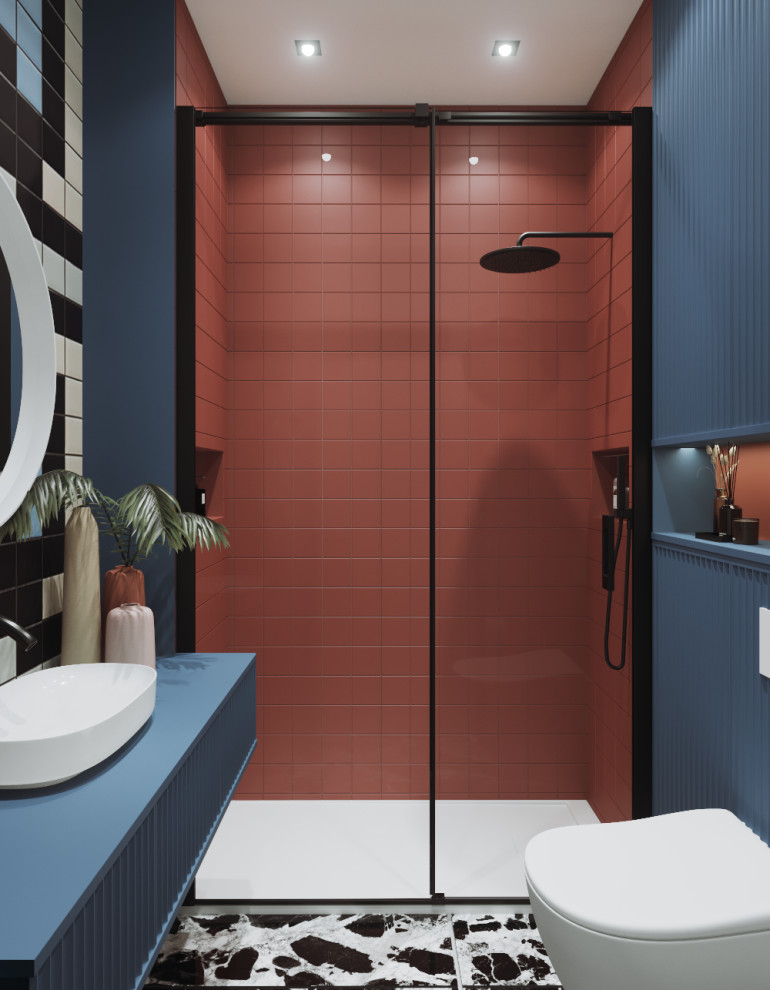 Обложка проекта: Студия в сине-терракотовом цвете