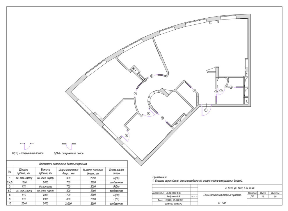 План заполнения проёмов (дверей и окон): примеры