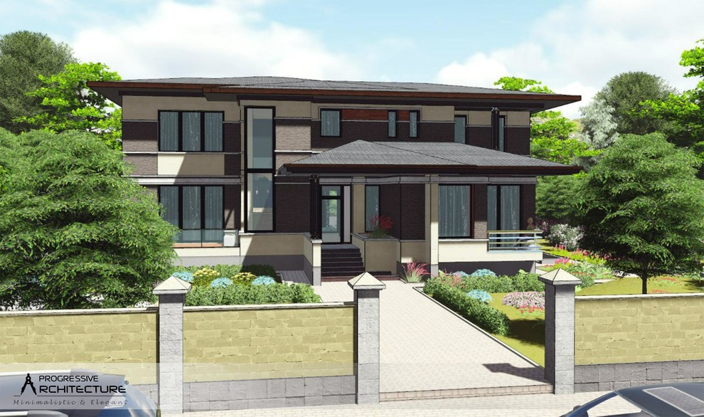 Обложка проекта: Кирпичный коттедж в стиле современного конструктивизма