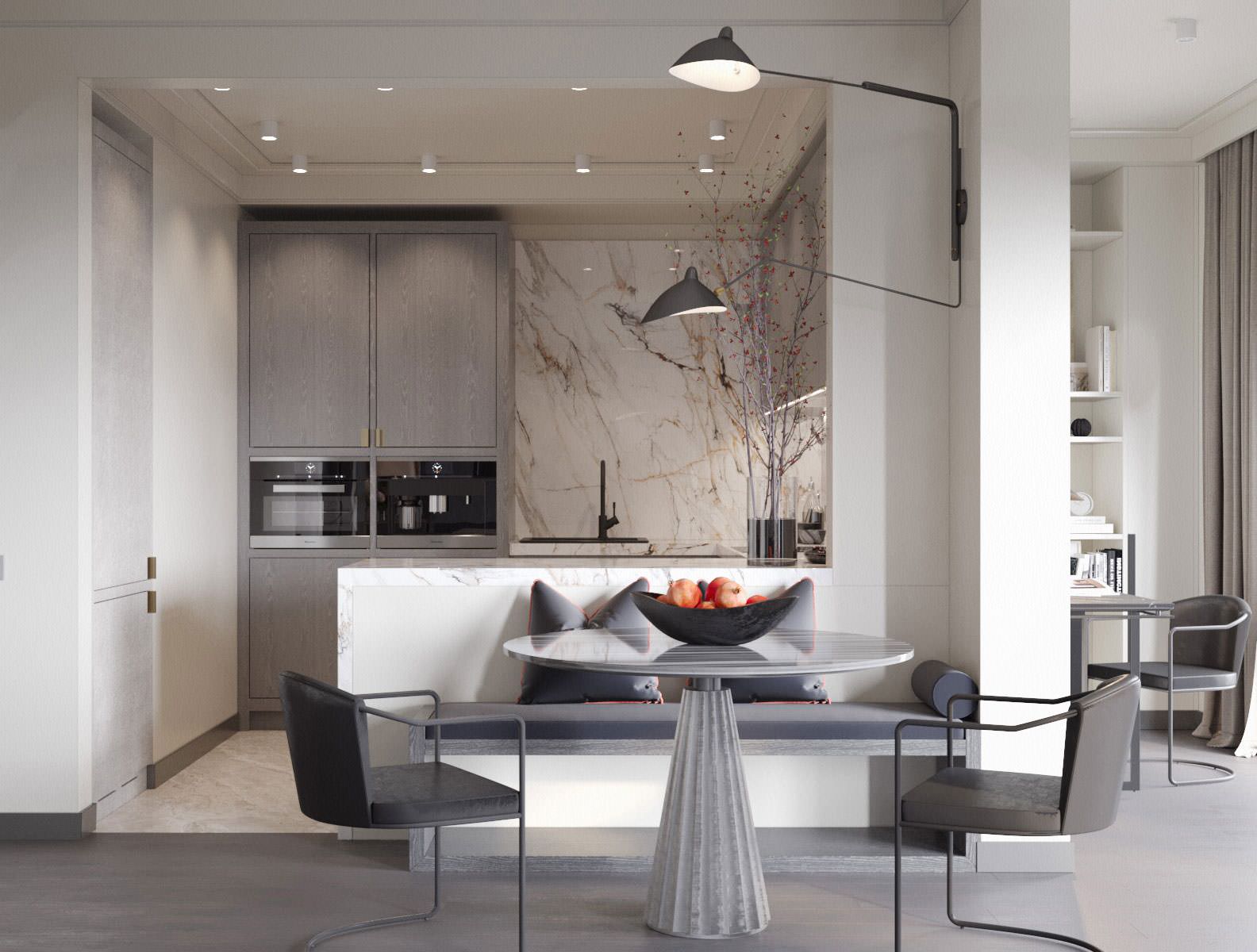 Монохромный интерьер с яркими акцентами