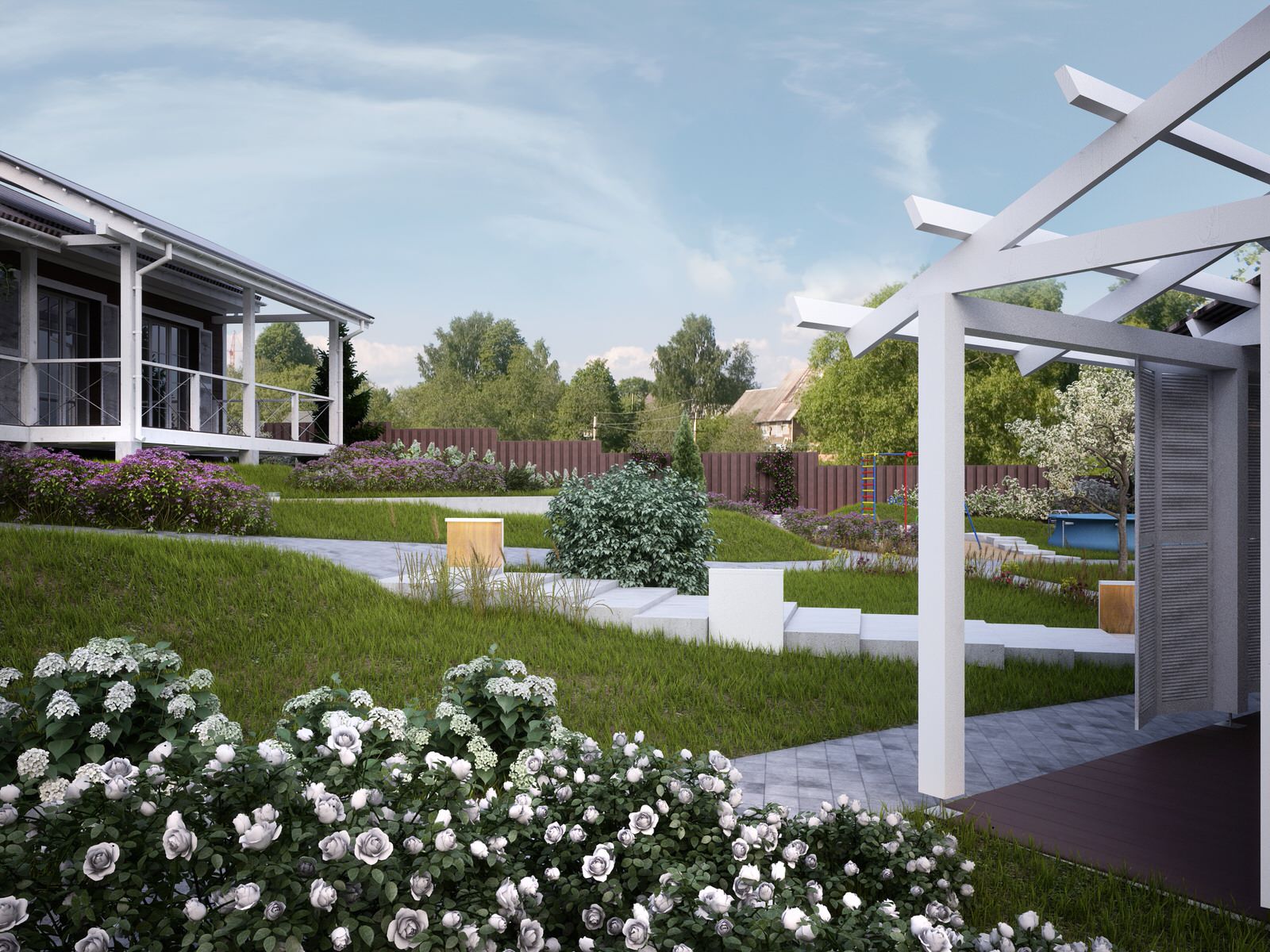 Ландшафтная архитектура участка частного дома в Красноярске