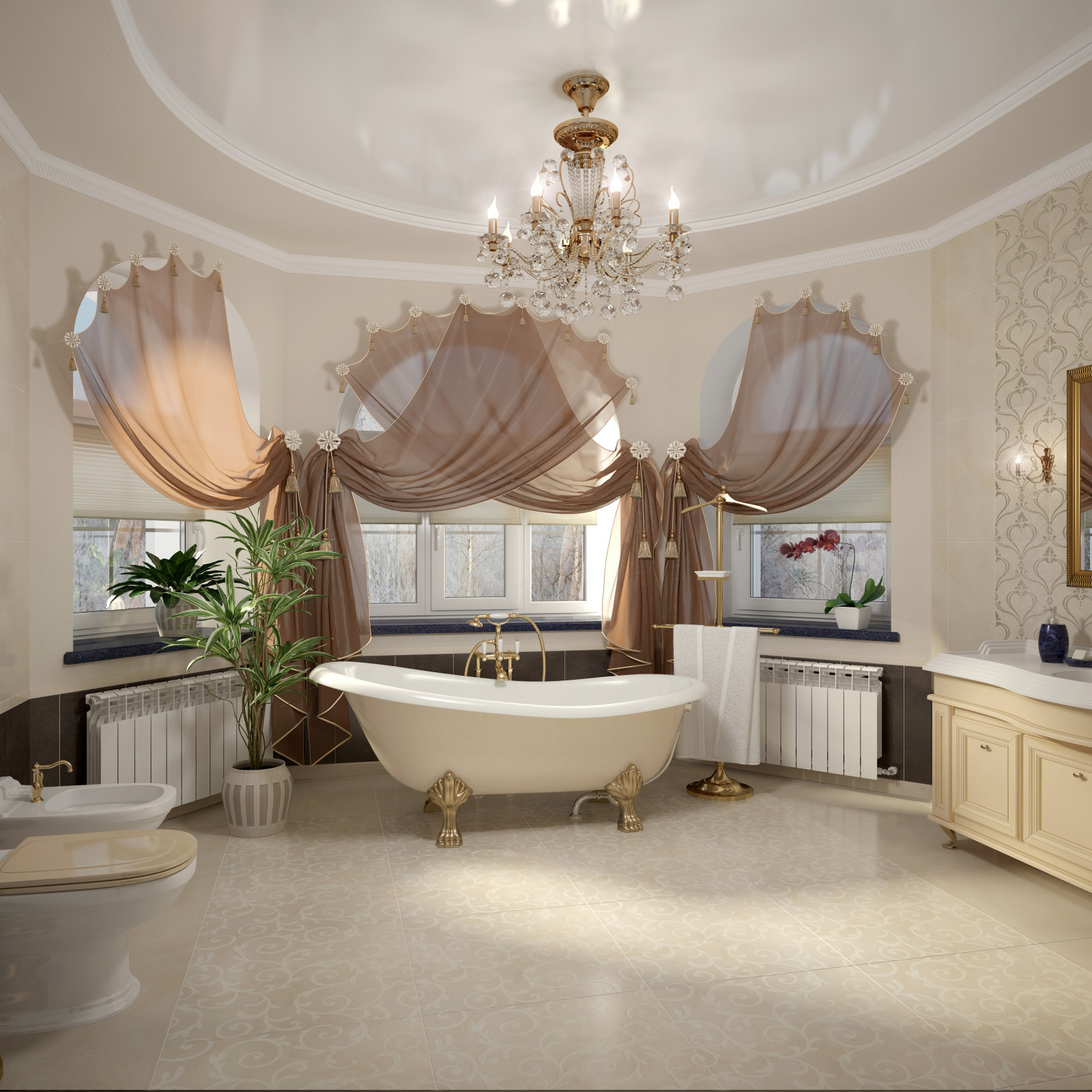 Интерьер коттеджа в классическом стиле 305 м.кв
