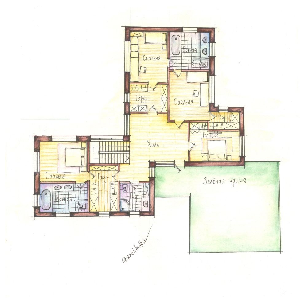 Концепт проект дома в классическим европейском стиле