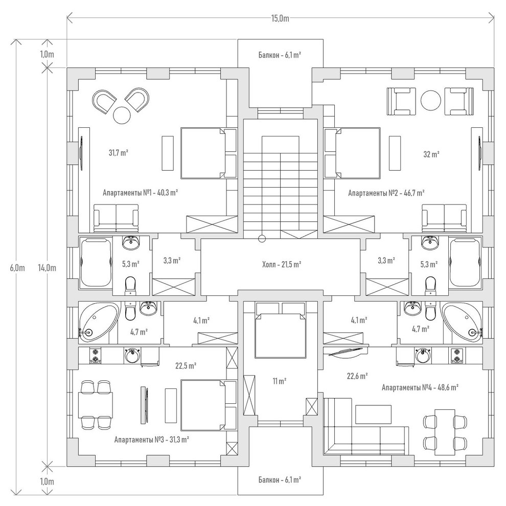 Многоквартирный дом клубного типа 001