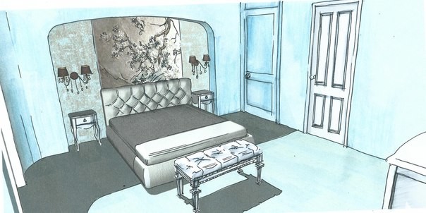 Обложка проекта: Спальня в холодных тонах