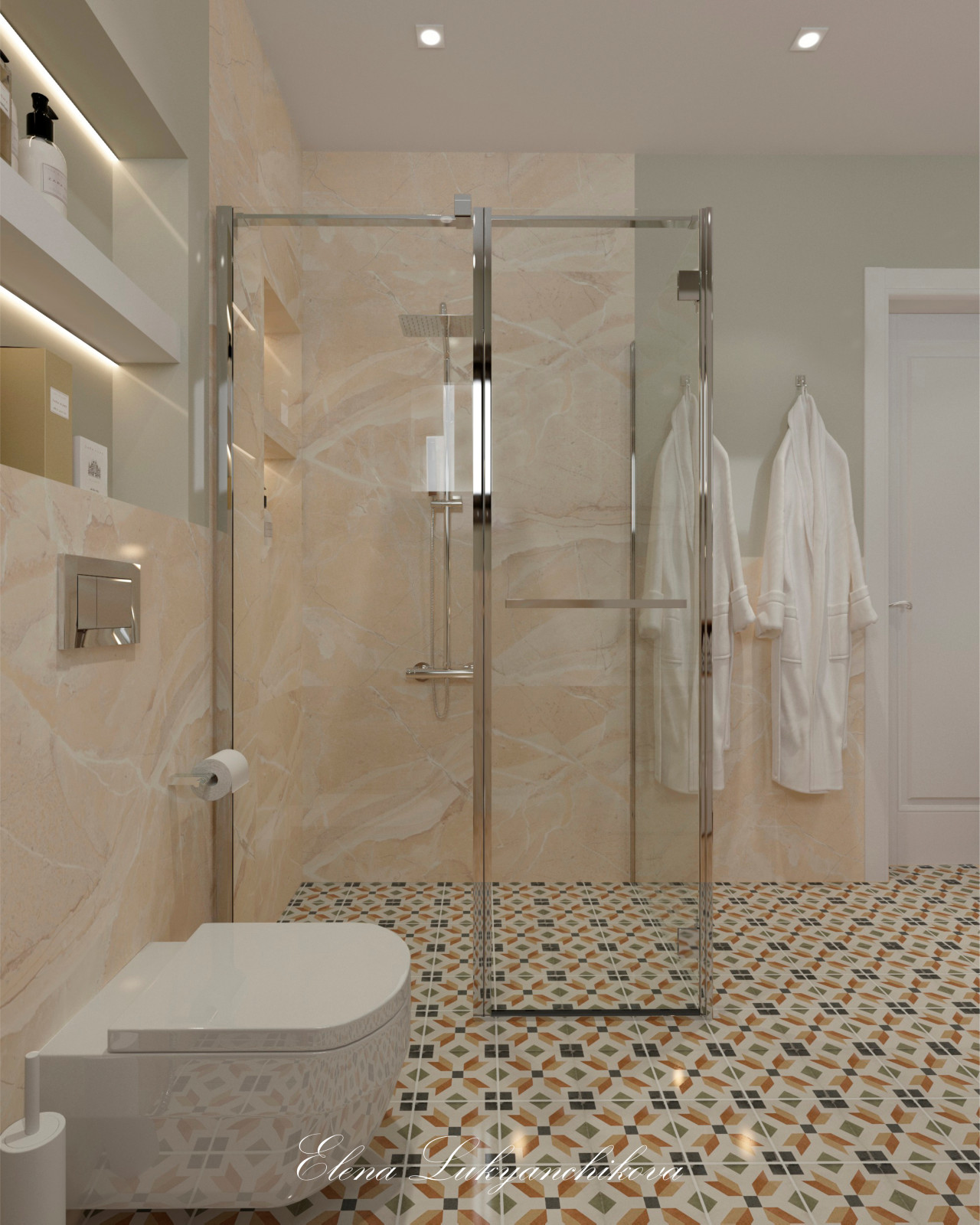 Интерьер душевой комнаты в доме из бруса ЛО, Ломоносовский р-н