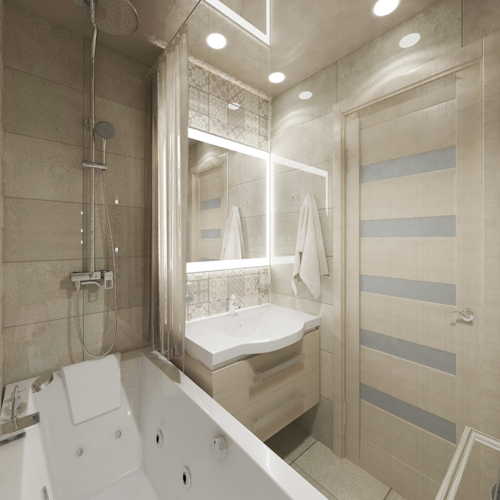 Ванна современная в бежевых тонах