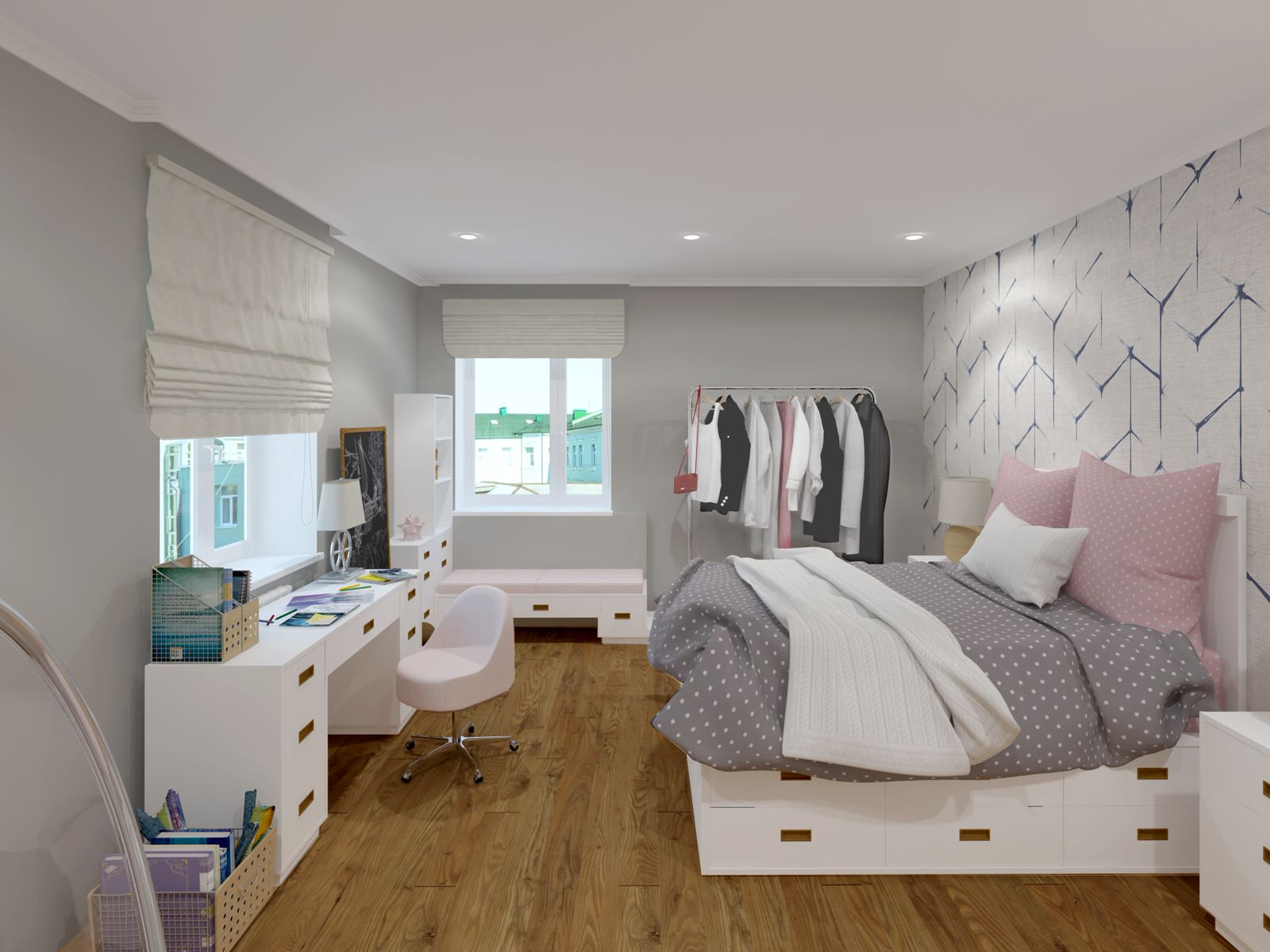 3Д проект студии молодой девушке