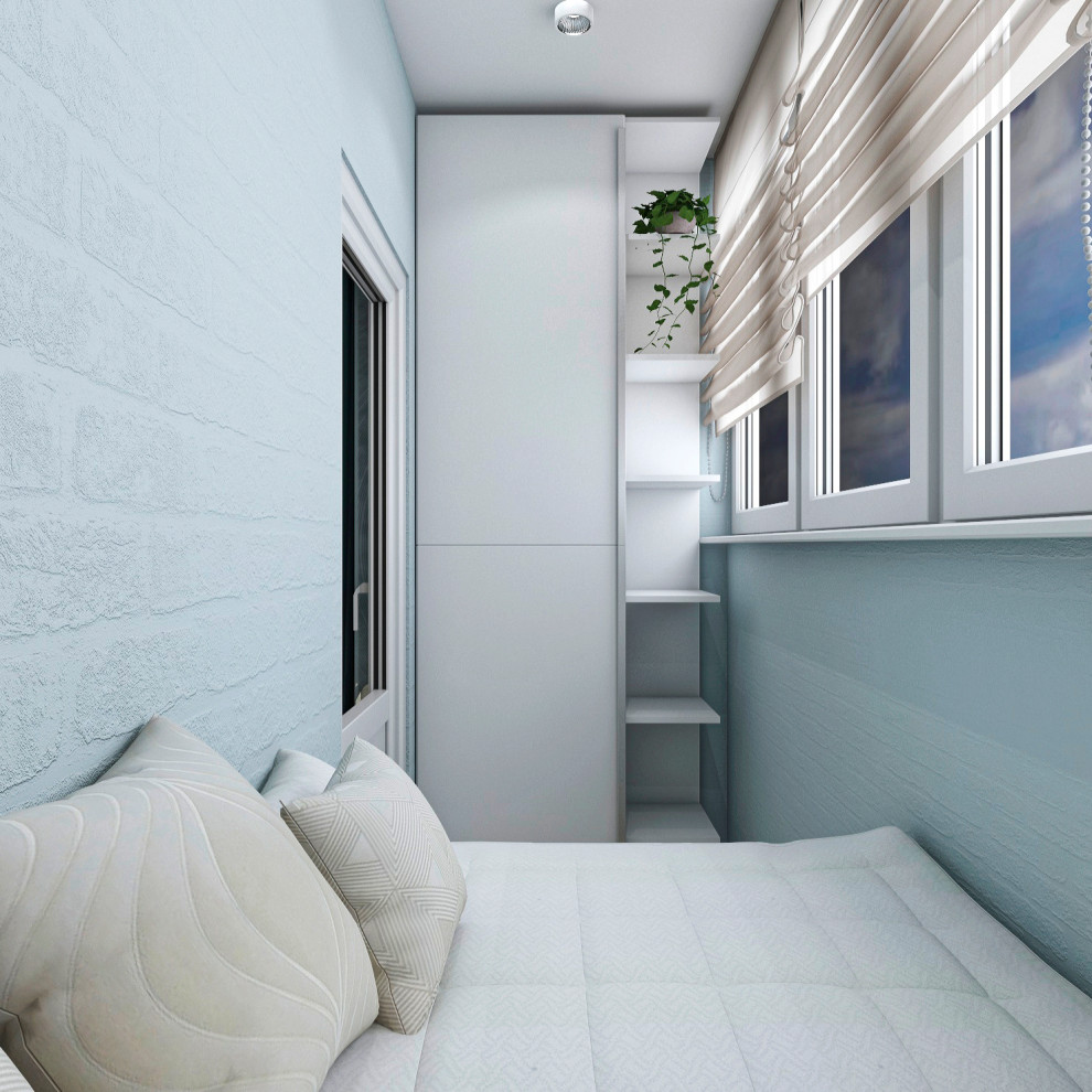 Дизайн современной однокомнатной квартиры в морских оттенках