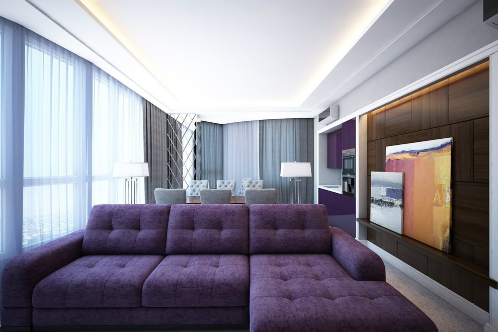 Гостиная совмещенная с кухней и столовой