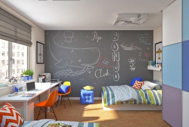 Обложка проекта: Детская комната с грифельной стеной