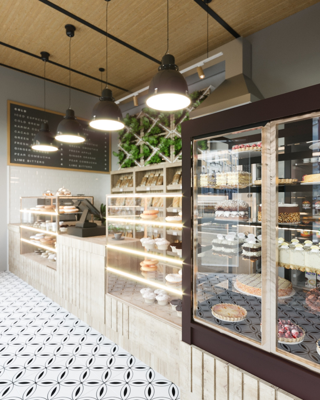 Обложка проекта: Кофейня Плюшки-Подружки в помещении нестандартной формы