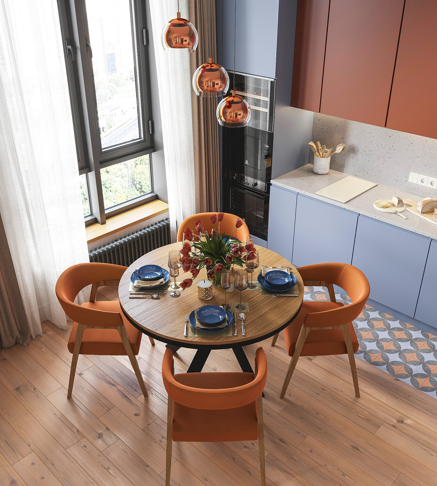 Оранжевое настроение. Квартира с панорамным видом 70 кв.м. в ЖК Дыхание