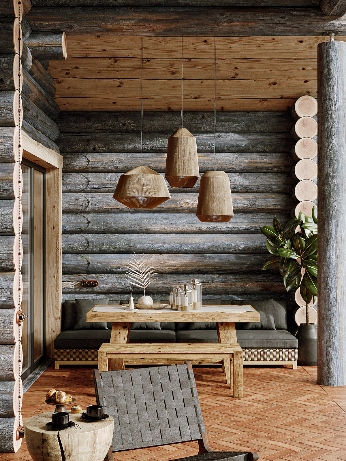 Дом из кело для рыбалки. Терраса