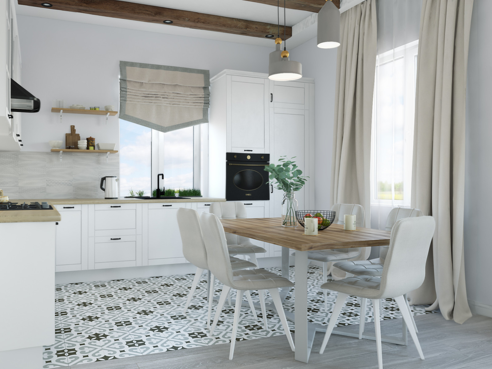 Обложка проекта: Кухня-гостиная в скандинавском стиле