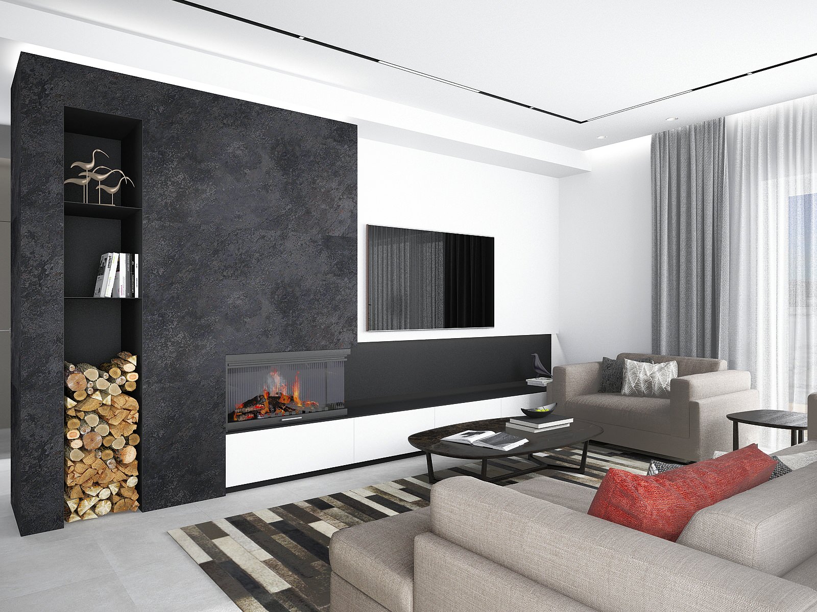 МОНОХРОМ С АКЦЕНТАМИ. Современный графичный интерьер.