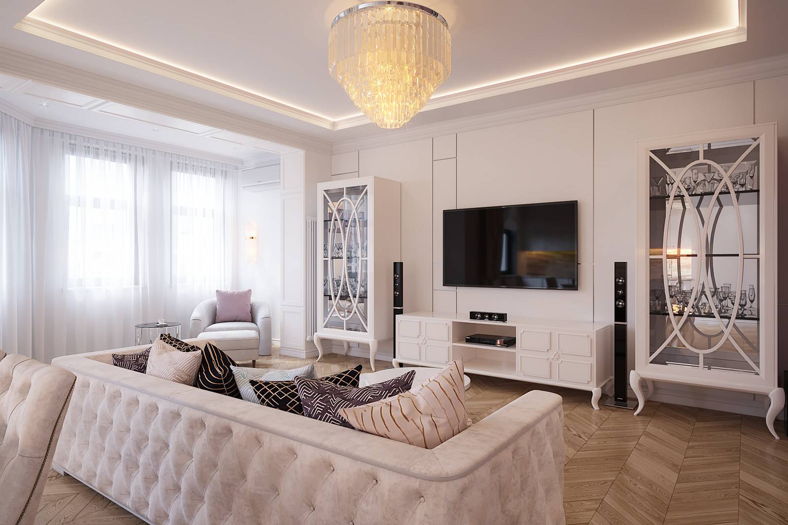 Квартира в ЖК Донской Олимп: кухня-гостиная