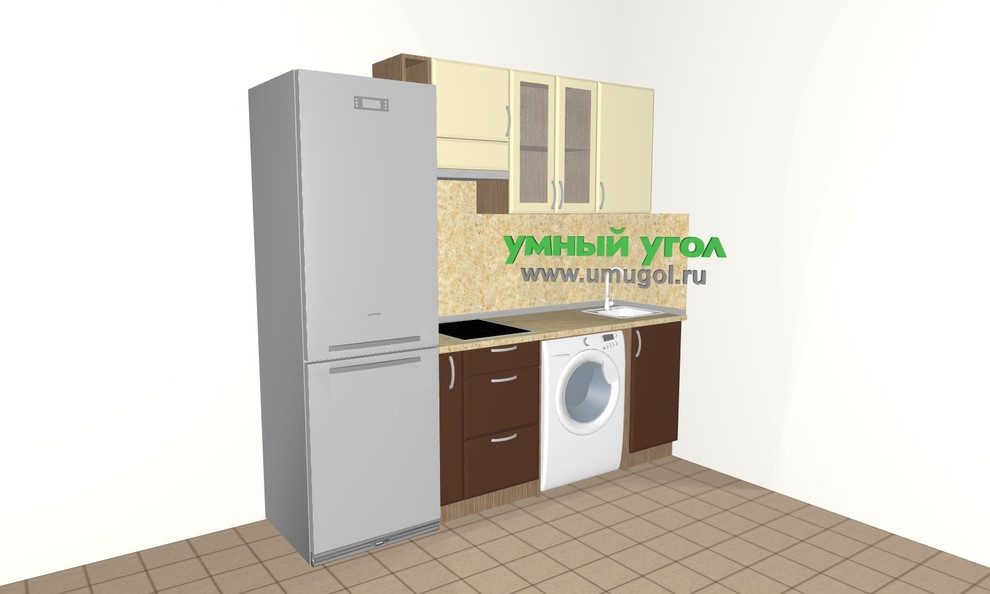 Обложка проекта: Маленькая прямая кухня со стиральной машиной