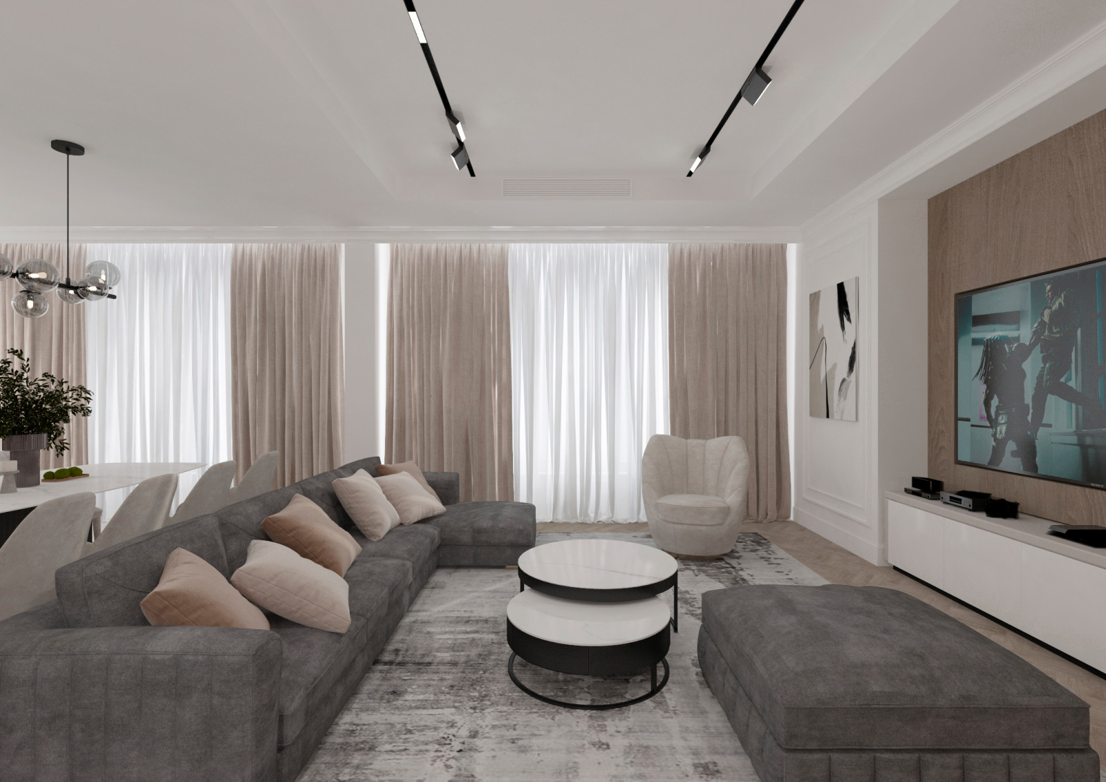 Гостиная-кухня-прихожая