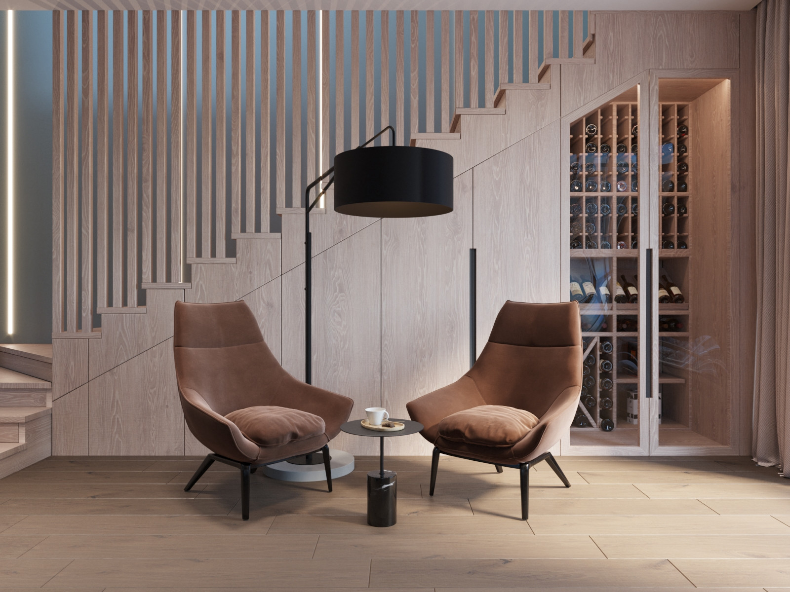 Гостиная коттеджа в г. Березовский. Проект выполнен совместно со студией HOLST