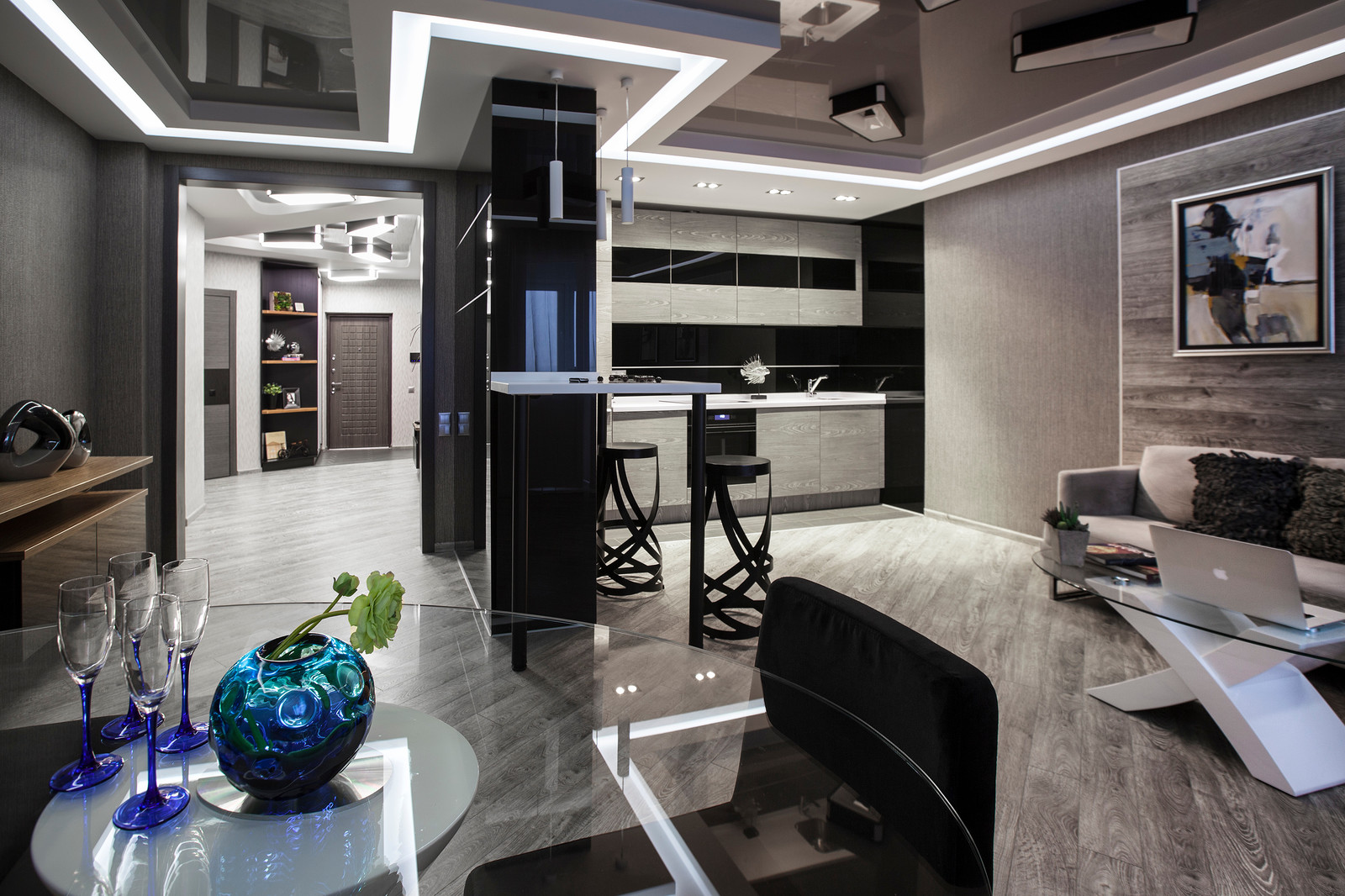 Реализованный интерьер квартиры в современном стиле - "Утренний туман"