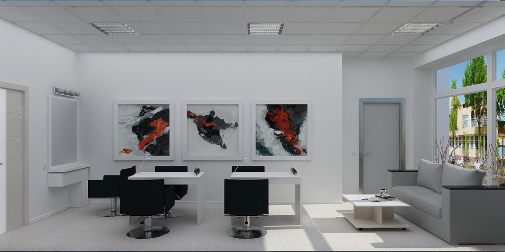 Интерьер парикмахерской "Белая комната"