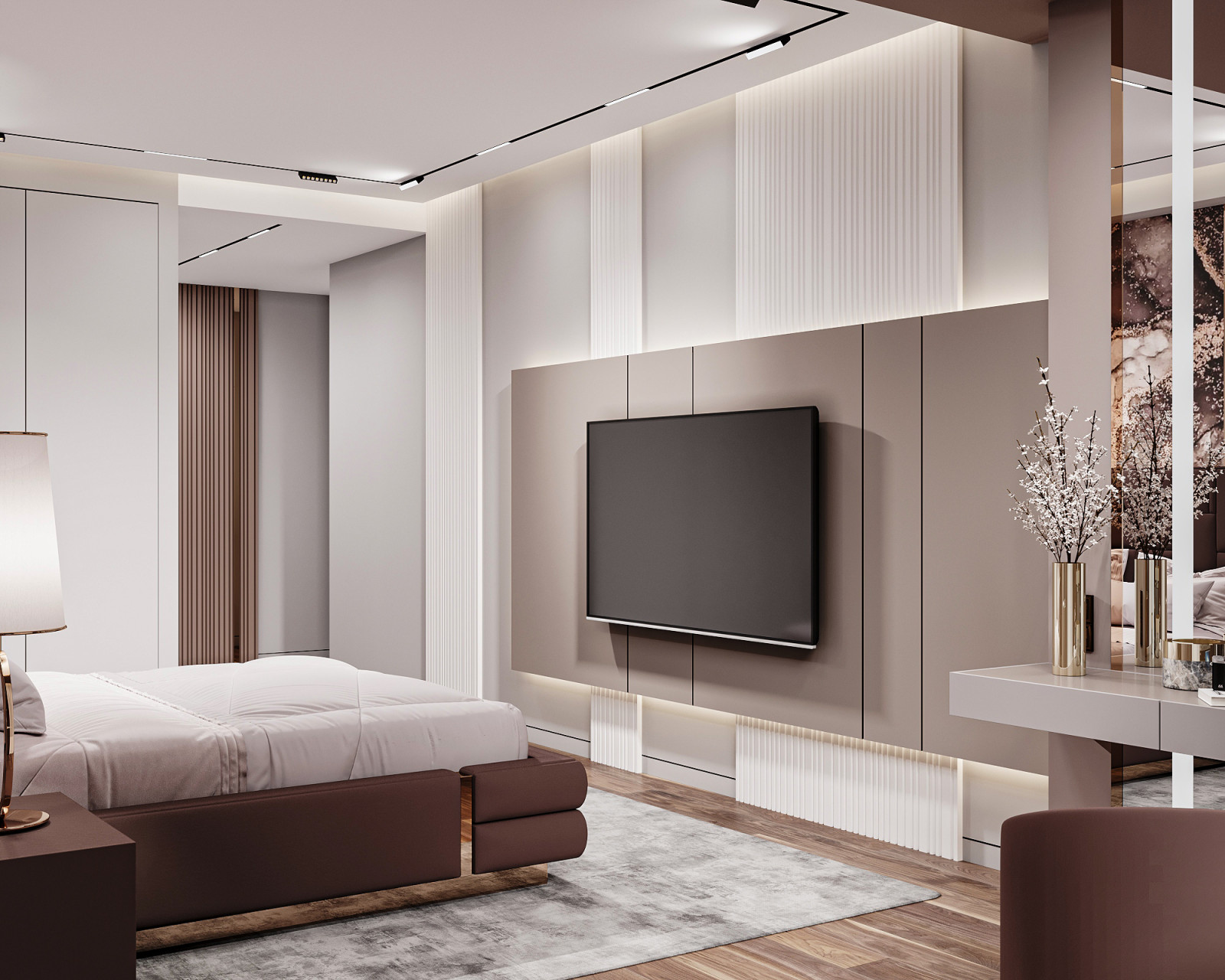 спальня с рабочим местом