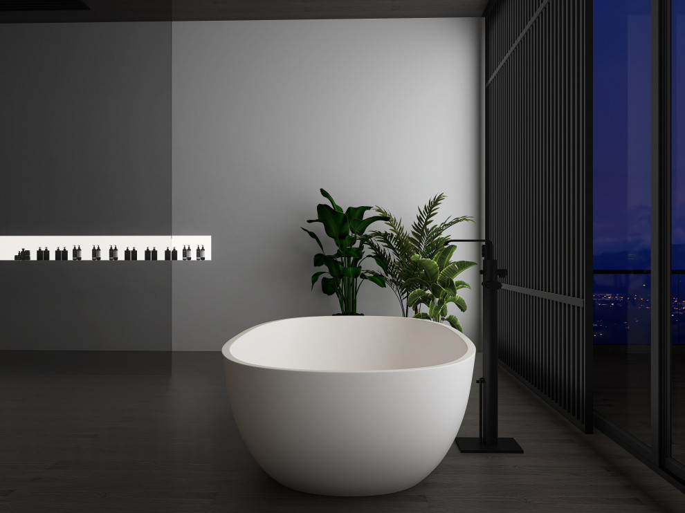 Спальня с атмосферой спокойствия  интерьер мастер блока спальни с ванной