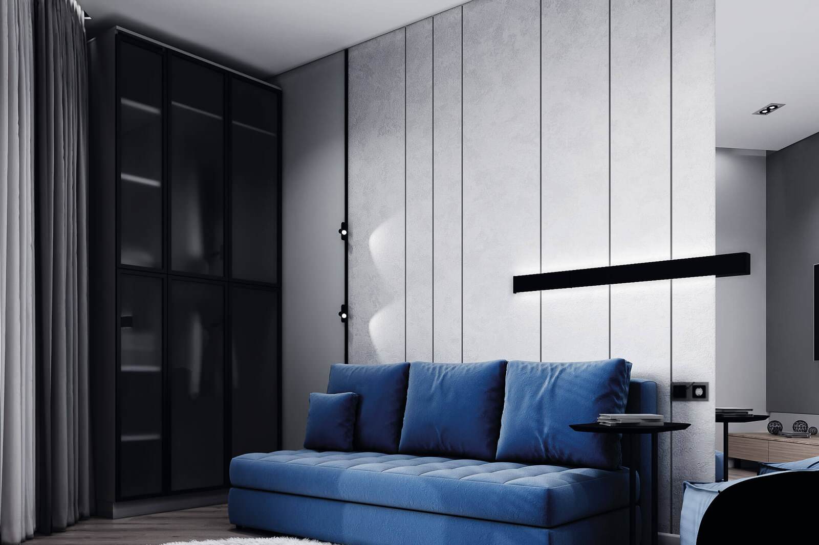 Современный дизайн в серых тонах, ЖК Панорама