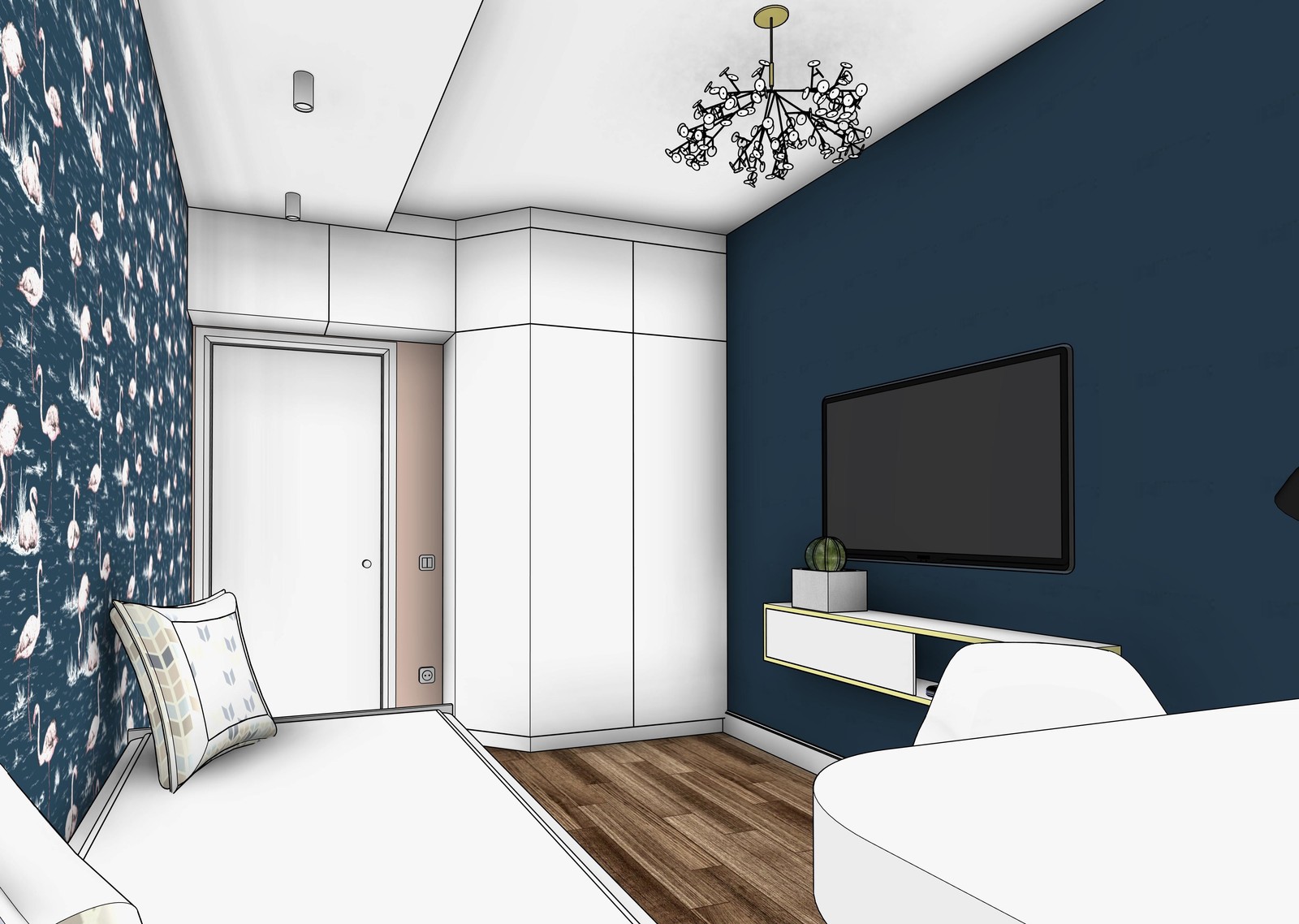 Квартира в новостройке для молодой семьи (дизайн в графике)