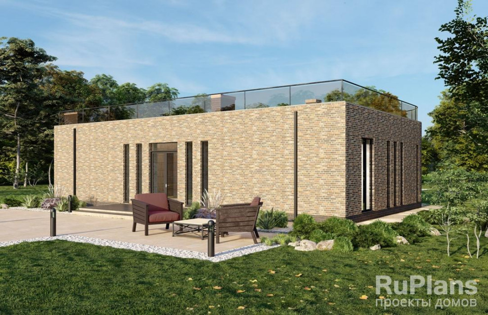 Rg5940 - Одноэтажный дом с подвалом и эксплуатируемой крышей