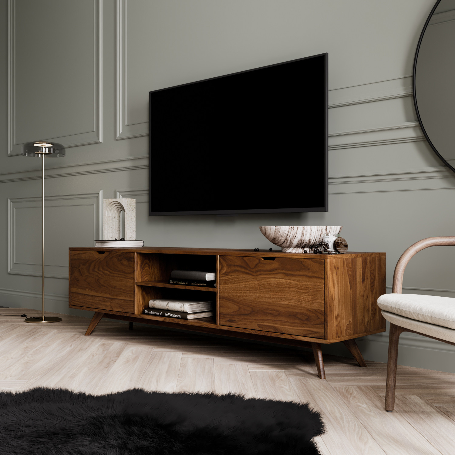 Современная гостиная: кресло, оттоманка и ТВ-тумба Artfabric