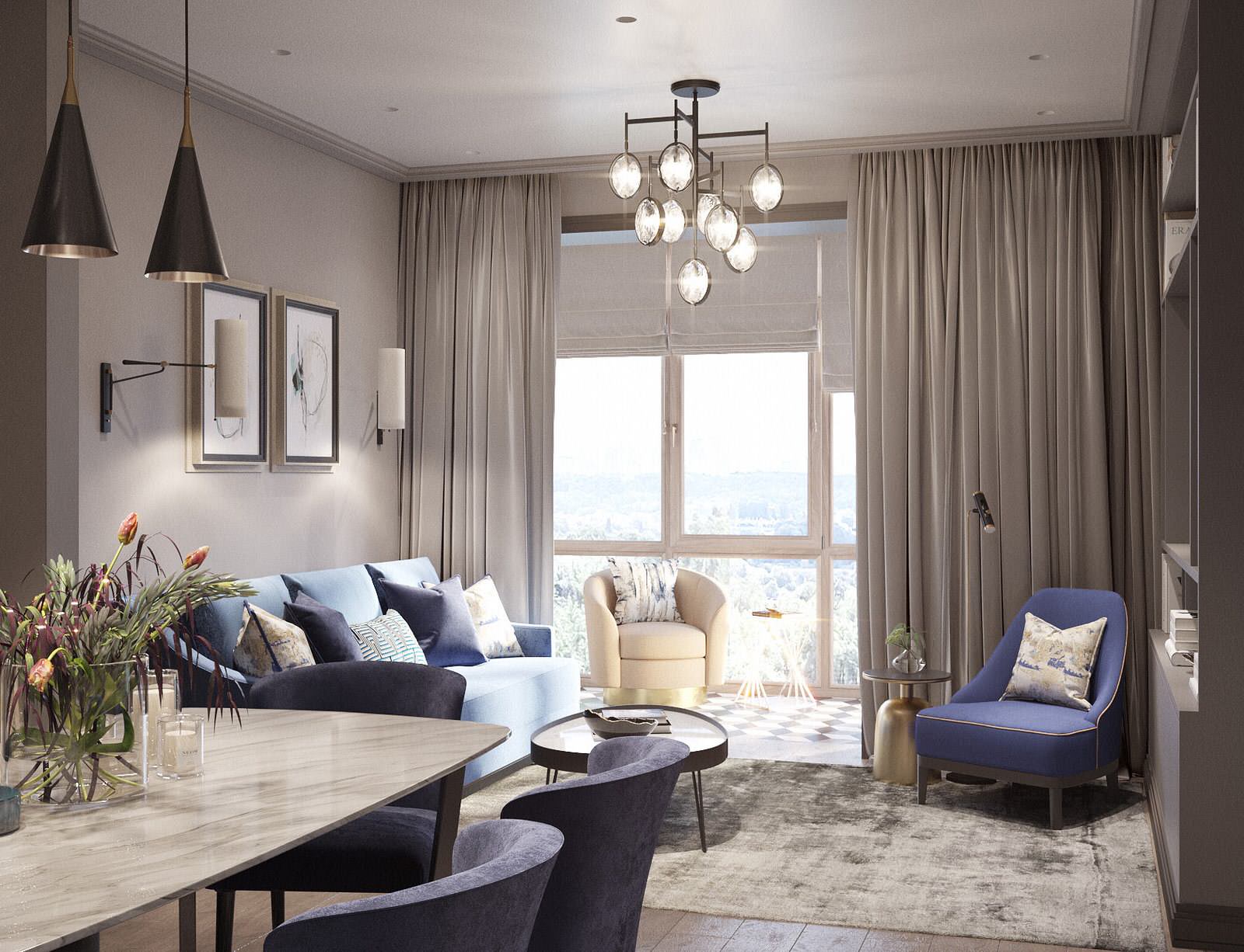 Дизайн трехкомнатной квартиры  в ЖК «Чемпион-парк»