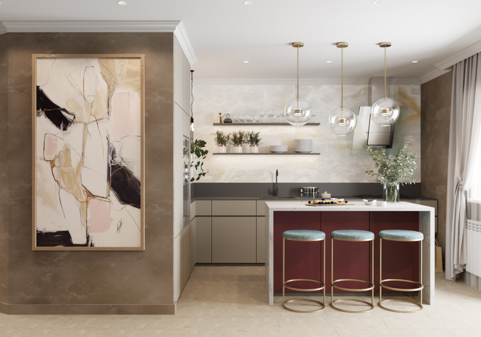 4-к квартира 105 м² в бардовых цветах