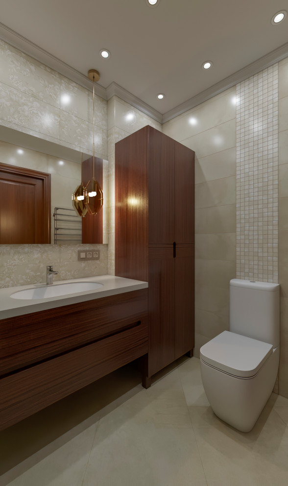 Санузел в бежевых тонах