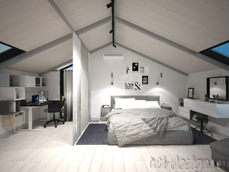 Обложка проекта: Спальня 25 кв.м в мансарде
