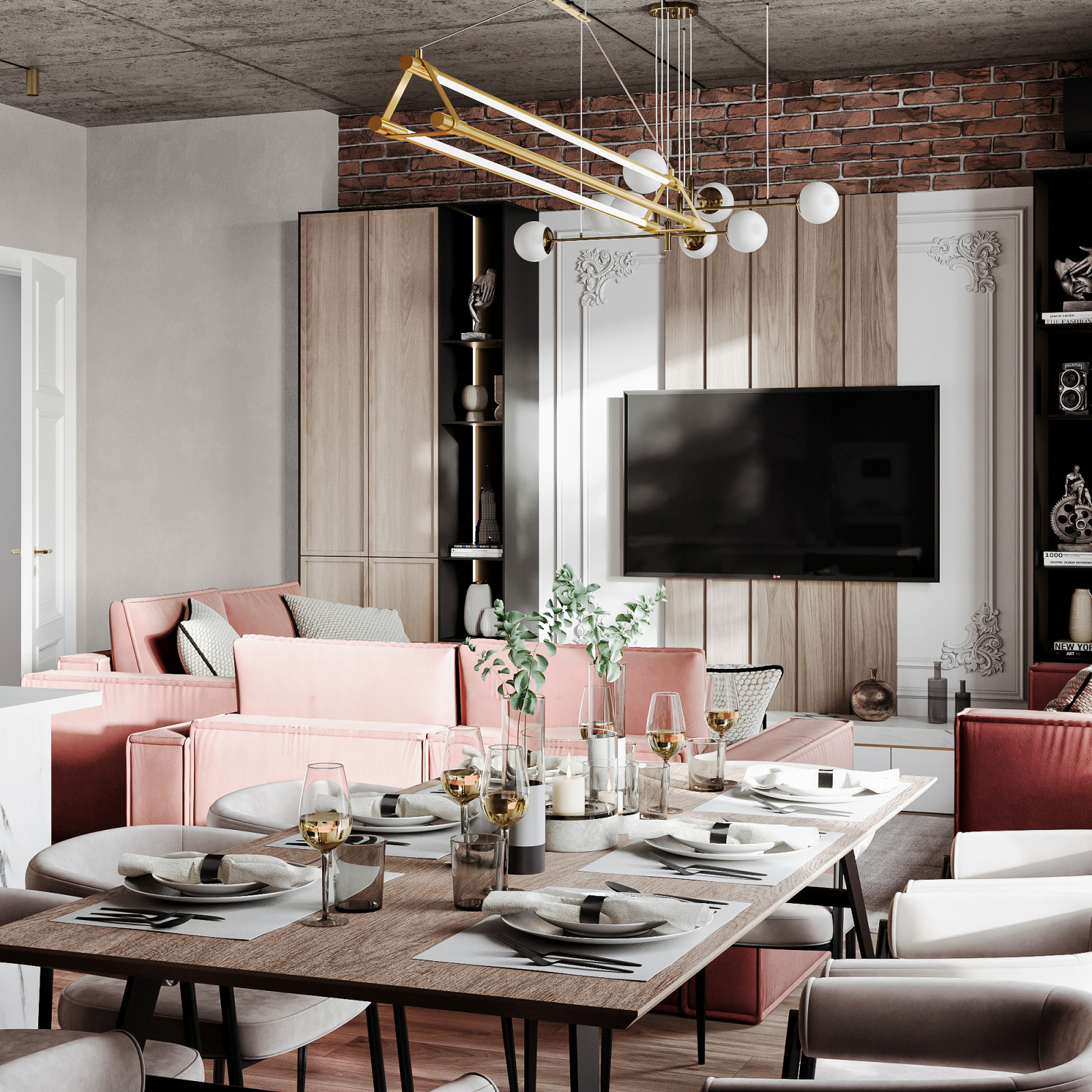 Дизайн квартиры в стиле лофт с элементами неоклассики