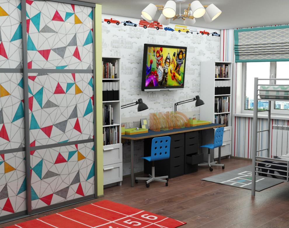 Комплектация детской комнаты мебелью из Икеа. Площадь 17,9 кв.м.