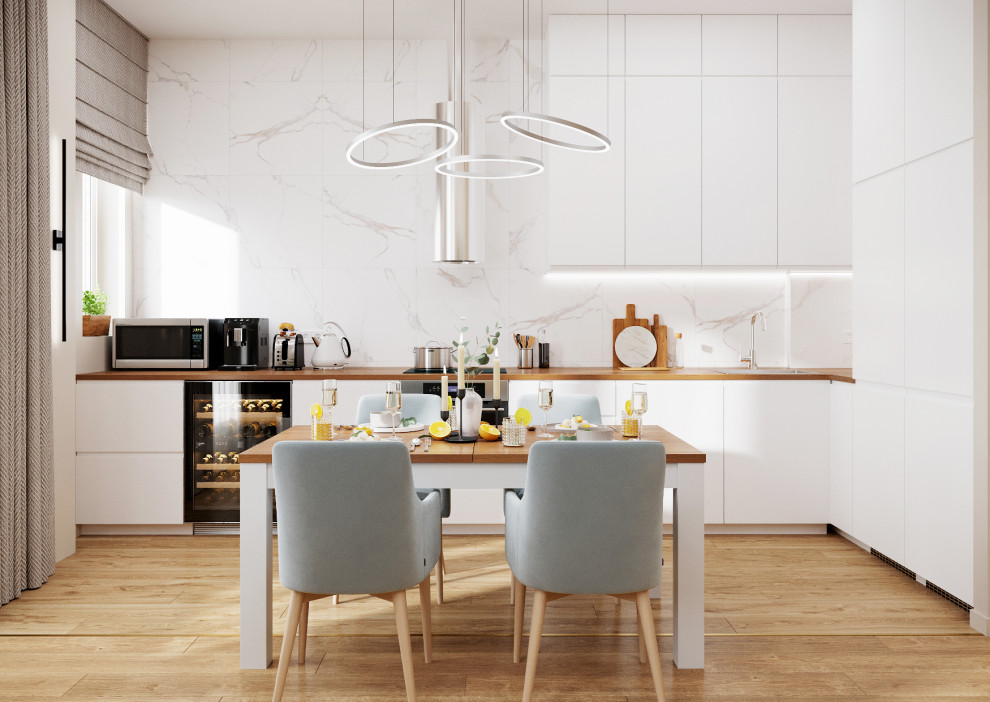 Светлая премиум квартира в современном стиле. Кухня-гостиная.