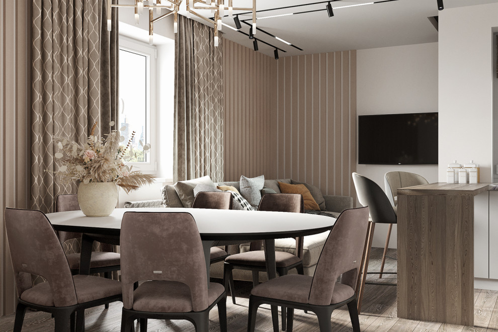 Кухня-гостиная. Вариант в теплых тонах.