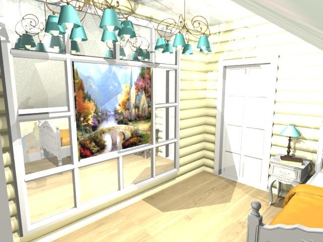 детская на мансардном этаже в доме из бруса